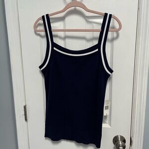 Lauren Ralph Lauren Active Tank Top NWT XL Navy Blue white Ribbed Tank Top